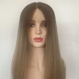 青岛工厂全手织女士假发真人发假发犹太HD蕾丝网底