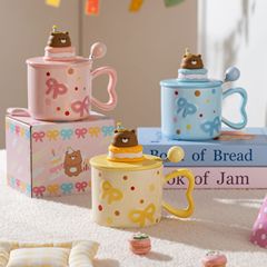 誕生日プレゼントケーキカップかわいい高颜値マグカップ女子漫画カップ熊陶磁器カップ