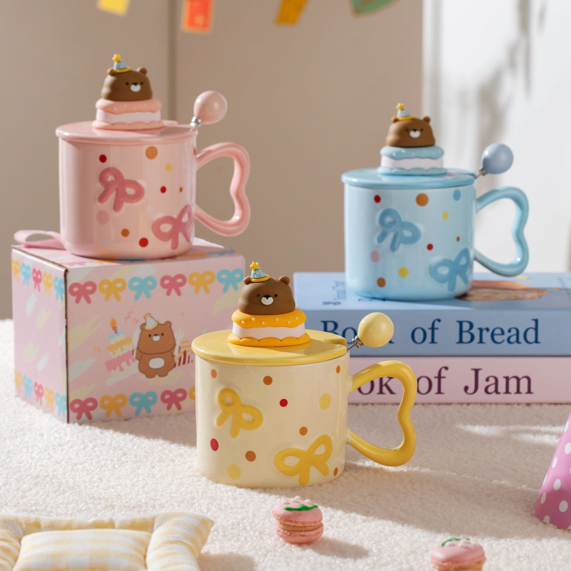 陶瓷生日礼物蛋糕杯可爱高颜值马克杯女生卡通水杯小熊陶瓷杯子