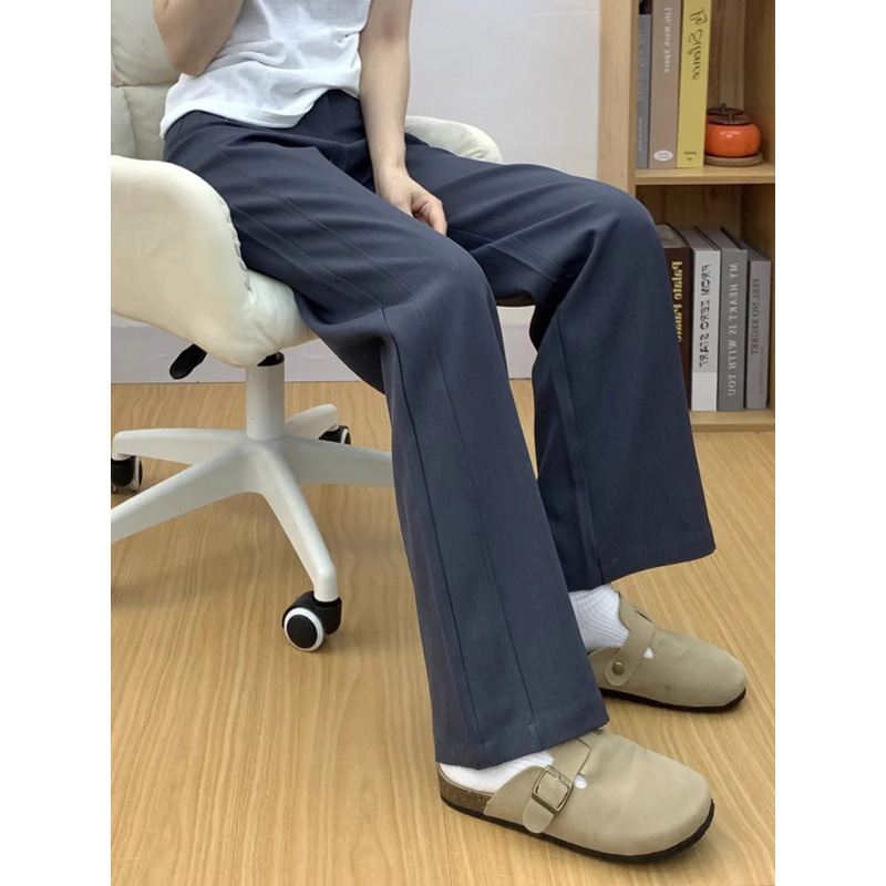 2025大码灰色高级感西装阔腿裤女夏新款高腰显瘦垂感休闲直筒裤|undefined