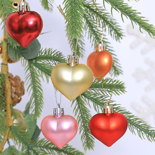 New Electroplated Color Love Christmas Pendant 5cm 12pcs Shaped Christmas Ball Gloss Matte Decoration Accessories