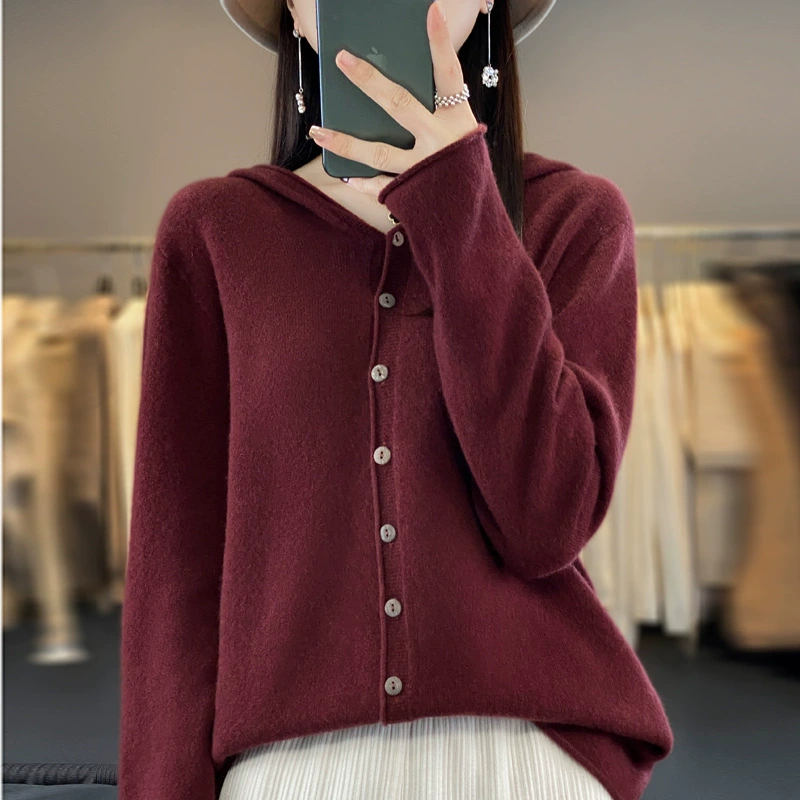 In Woolen sweater, knitted hoody, loose fit