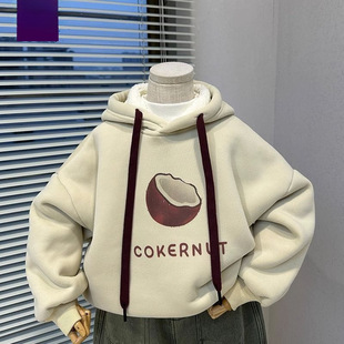 2024 New Winter Kidsren's Velvet Sweatshirts for Boys and Girls, Korean Style Baby Handsome and Versatile Thickeneded Hooded Tops