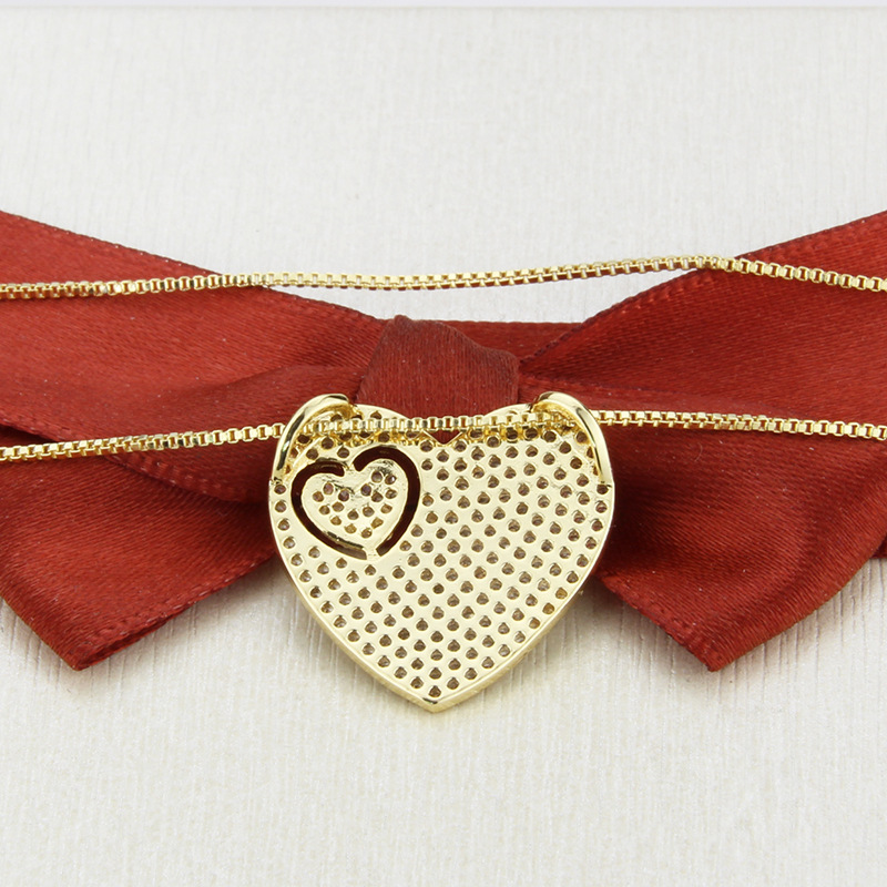5g Weight Necklace Classification Wedding, Travel Occasion Copper Material Heart Pattern Unisex Gender Plating Design Simple Style Style White, Black Color Full Diamond Heart-shaped Necklace 8