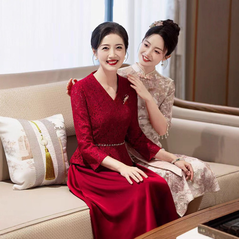xxnz6615喜婆婆婚宴装新中式连衣裙2025秋季新款结婚礼服妈妈喜服|undefined