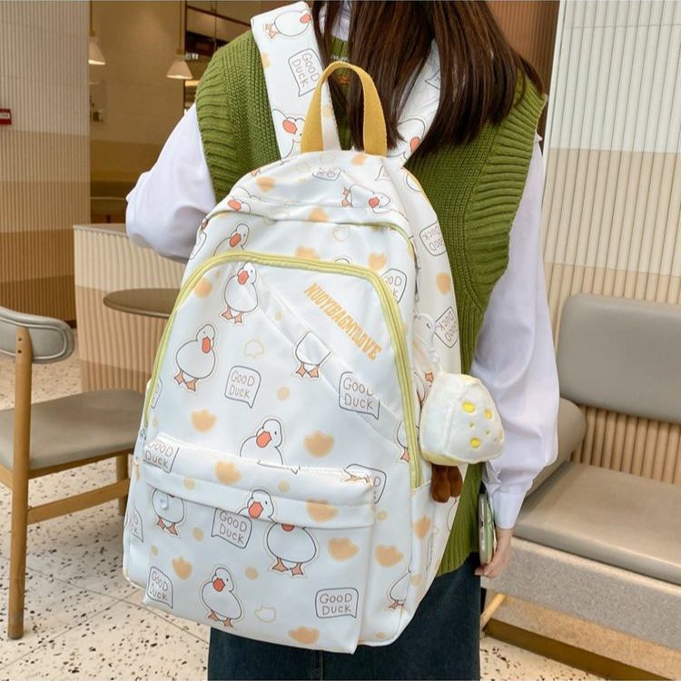 Moda nicho fresco dulce lindo Harajuku graffiti diseño mochila estudiante de secundaria gran capacidad