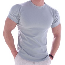 2021肌肉美學跨境新款圓領修身透氣跑步空白運動短袖男士健身t恤