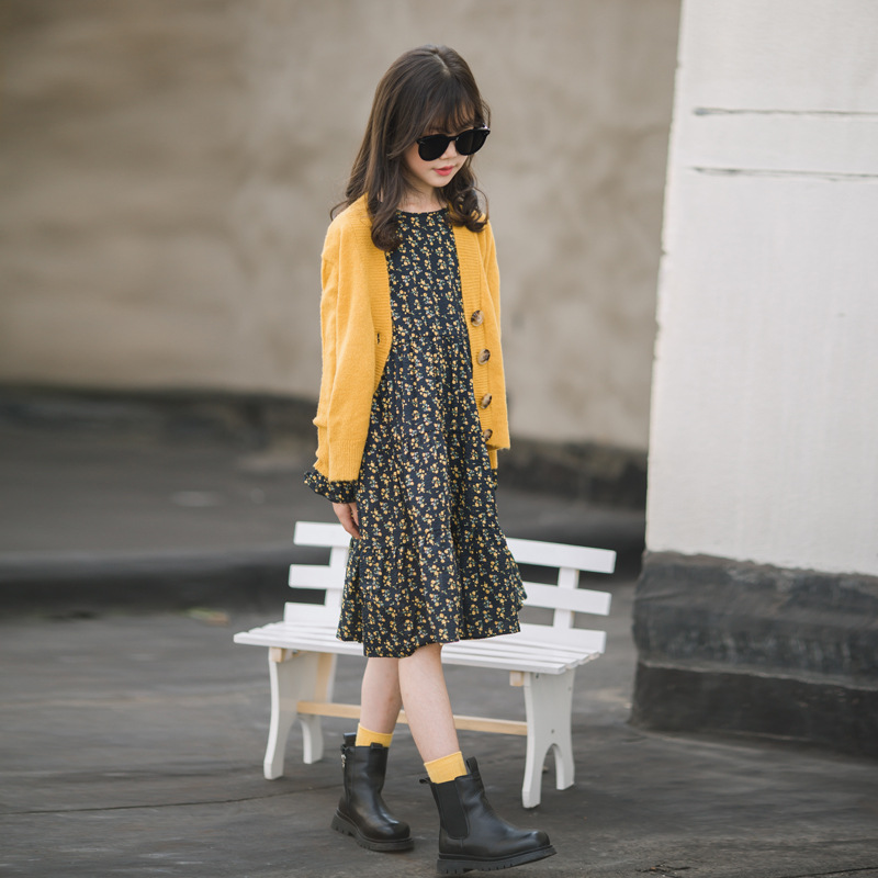 Abrigo para niñas 2023 nueva primavera, Otoño e Invierno estilo occidental ropa para niños estilo japonés simple punto otoño suéter cardigan