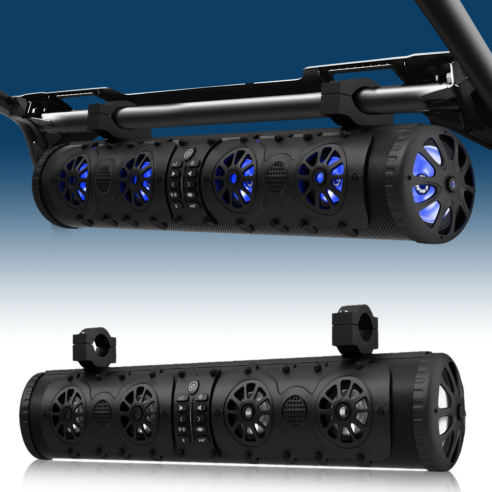 27inch Utv Golf Cart Atv Beach Vehicle Soundbar Bluetooth Speaker with USB and Aux Led