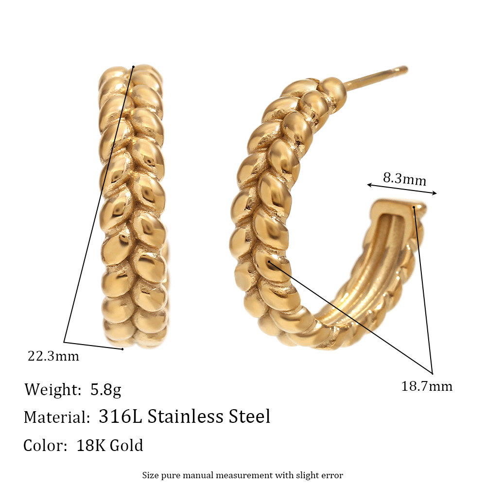 1 Paire Style Simple Grain Placage Acier Inoxydable Boucles D'Oreilles display picture 2