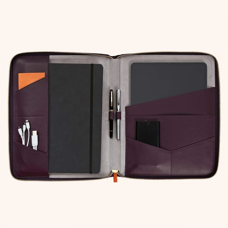 Foreign trade manufacturers new A5 multi-function power bag with mobile power zipper folder manager clip wholesale