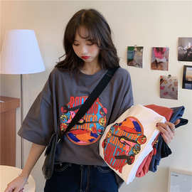 五笔蟹卡通印花夏装韩版女式新款短袖T恤女宽松学生情侣衣服批发