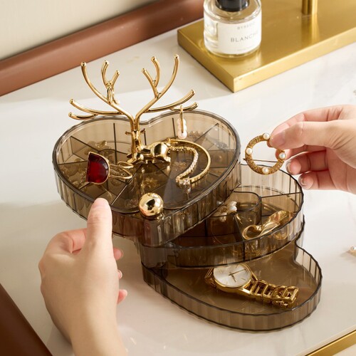 Light luxury Luzhimeng jewelry storage box multi-layer household jewelry box with lid desktop rotating necklace jewelry box