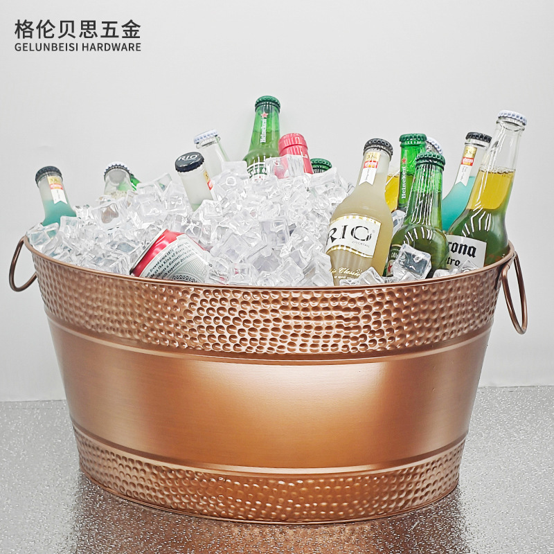 アマゾンの人気古銅色ハンマー楕円氷桶パーティー飲料桶ビール桶金属パーティー氷桶|undefined