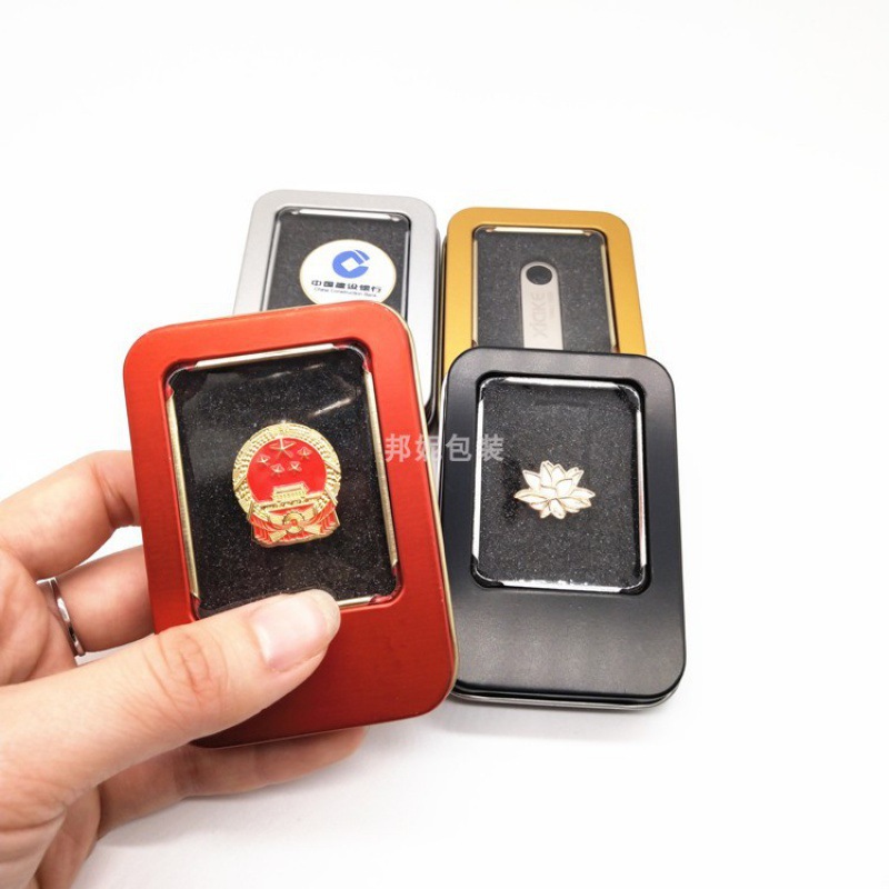 马口铁小方盒 U盘徽章校徽包装盒 钥匙扣铁盒 小人偶 头雕文玩盒1