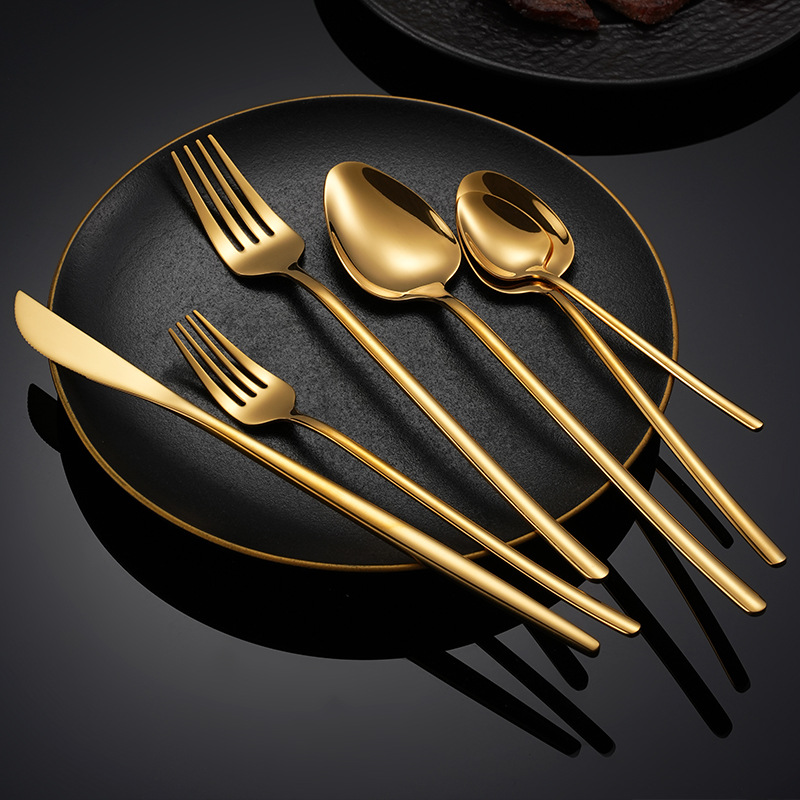 Cross-border 304 stainless steel knife, fork and spoon six-piece set high-end bright hotel western-style tableware steak knife, fork and spoon set
