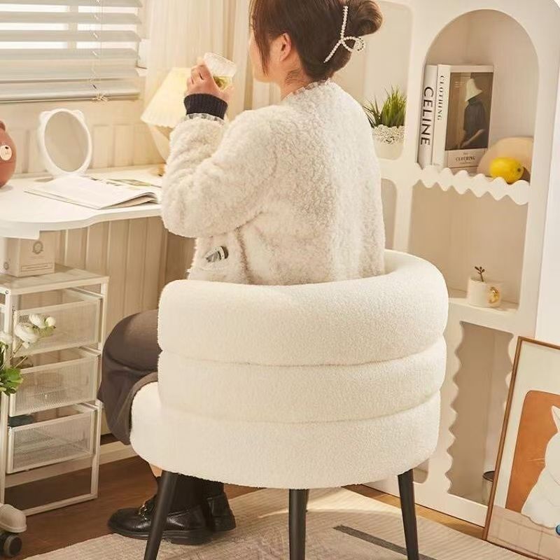 Red Red cordero sofá silla sala de estar dormitorio armario silla de maquillaje ocio silla de tocador