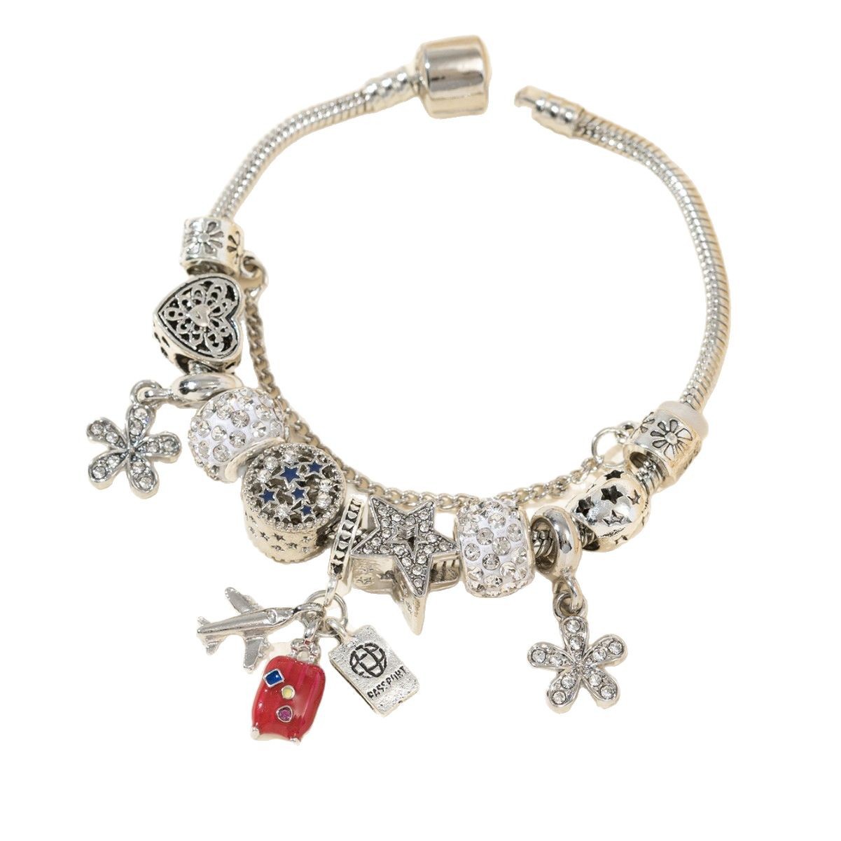 Brazalete Pan Jia Europa-Estados Unidos cross-border DIY beaded brazalete aviones maleta pasaporte colgante joyas de moda diamantes image 6