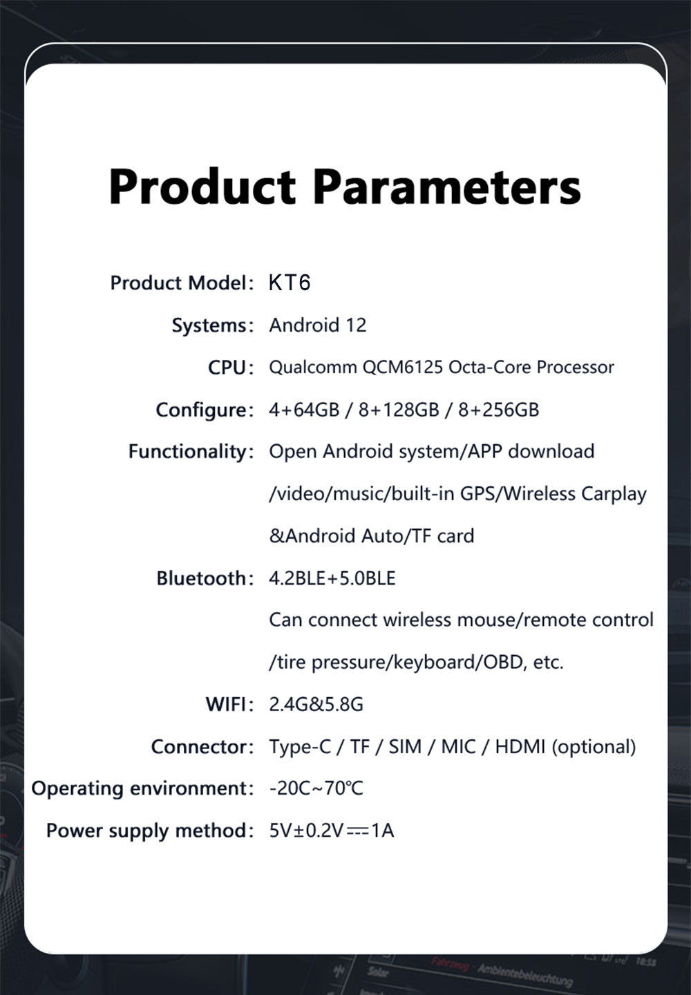 Cross-Border Carplay Box Wired to Wireless Carplay Android Box Android Auto Qualcomm 6125 Android