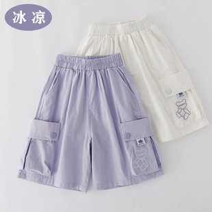 Girls' Cargo Shorts 2025 New Summer Outdoor Children's Sports Knee-Length Pants for Older Kids Summer Pants Trendy