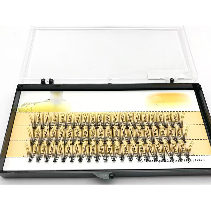 Pestañas postizas de pelo de flor fundida en caliente transfronterizas, tres filas de autoinjerto, múltiples capas tridimensionales, cómodas, suaves, pestañas grandes, mujeres