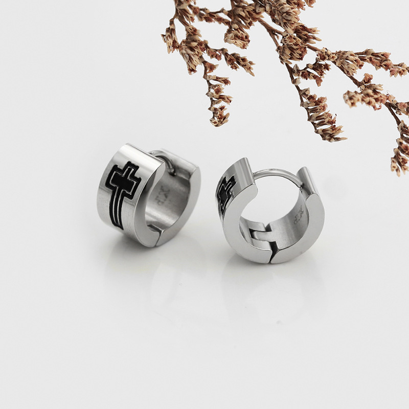 Xuping acero inoxidable simple atmósfera joyería pendientes nicho personalidad de moda europea y americana transfronterizos pendientes sin género