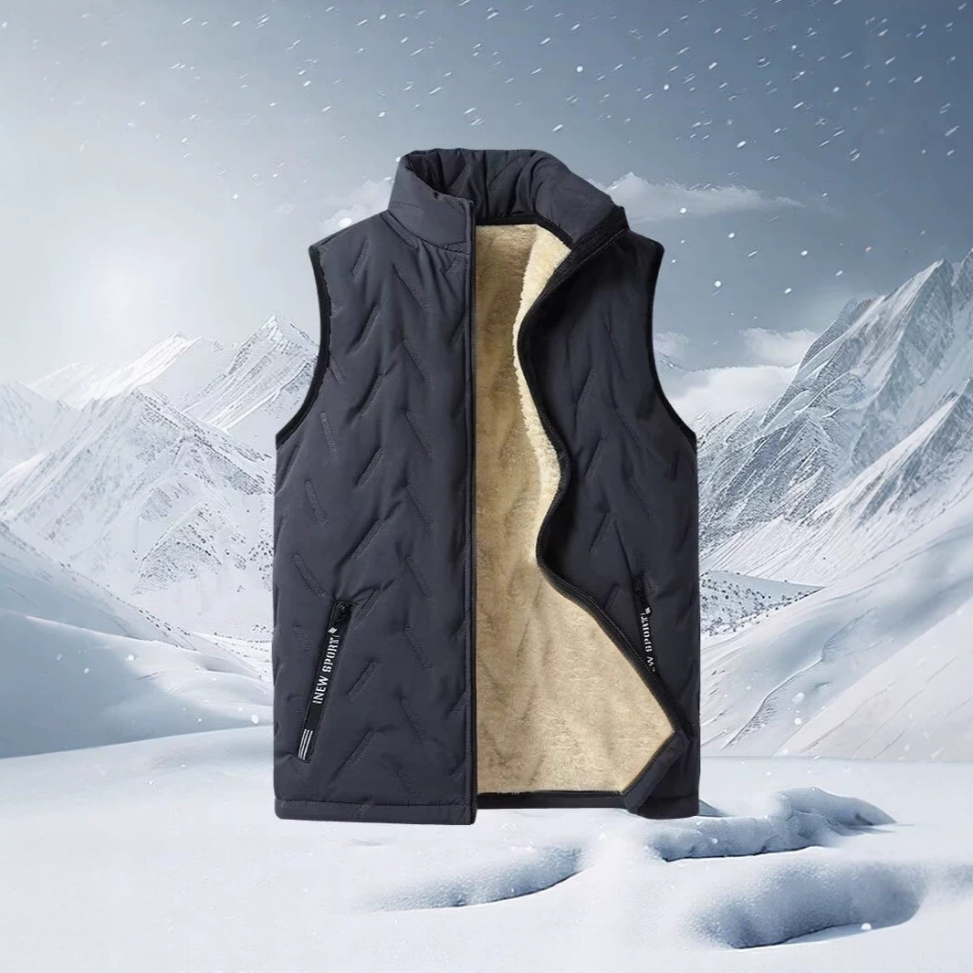 Men's Ultrasonic Fleece-Lined Vest, Casual, Stylish, Warm, Dad's Outfit, Sleeveless