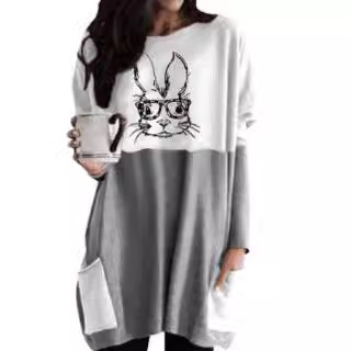 2023 Spring and Autumn new women's clothing Halloween Christmas printing stitching 3D women's sweater T-shirt AliExpress hot sale