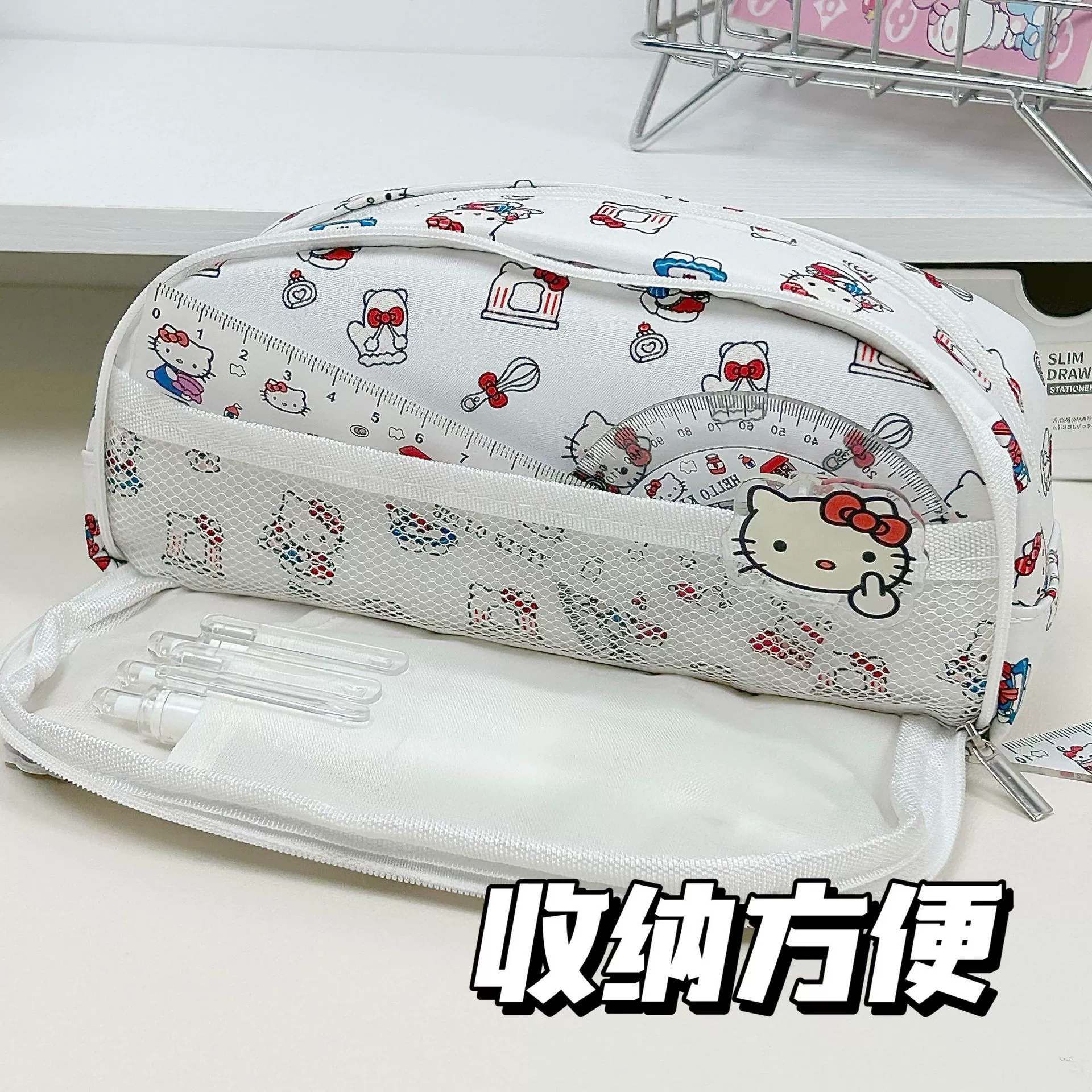 Санрио, Hello Kitty, милый пенал, канцелярия, вместительный органайзер для школьников, завязки, корейский стиль