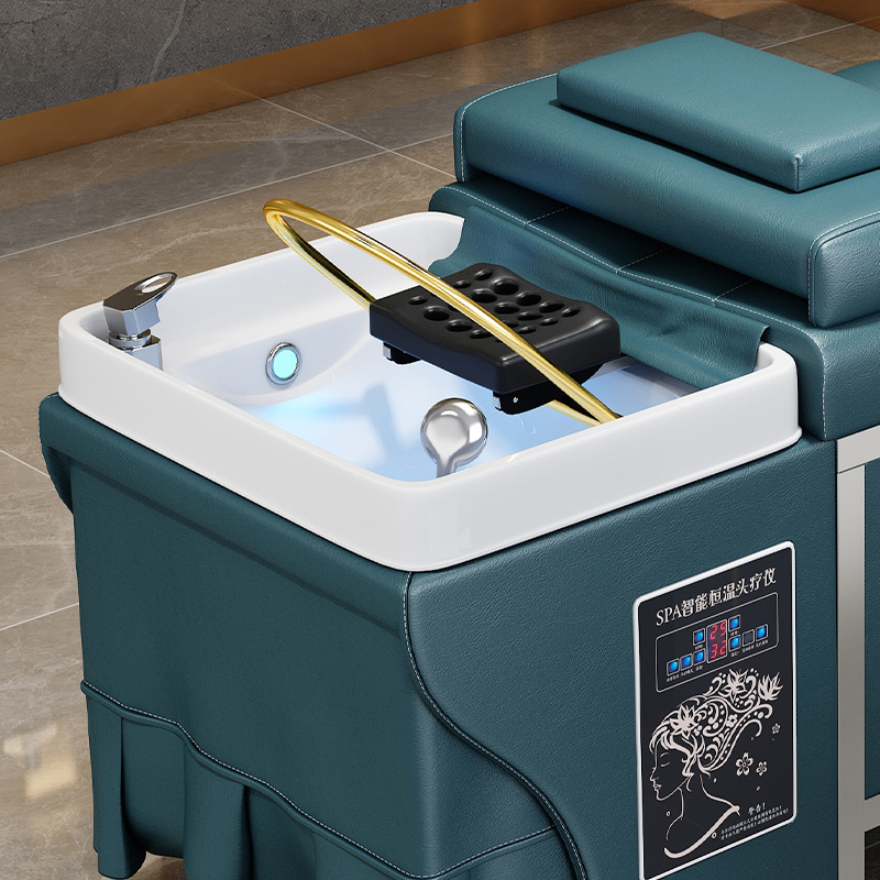 Cama de acero inoxidable de alta gama, cama de lavado de cabello especial para peluquería, cama de circulación de agua tailandesa