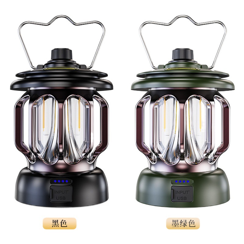 Luz que acampa al aire libre transfronteriza LED linterna Retro Luz de la tienda portátil USB recargable luz que acampa