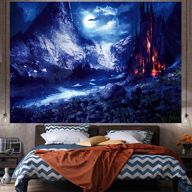 Tela de fondo ins estilo colgante papel pintado de tela dormitorio habitación renovación diseño noche lienzo cartel decorativo paño de pared