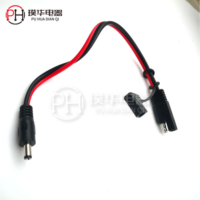 供应16AWG红黑线SAE转5521DC电源线 4.5葫芦头带5525DC线金手指线