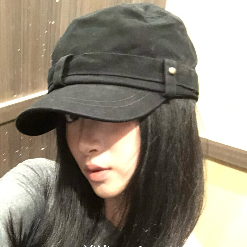 Slag Yo Korean Early Autumn Black Cap Women's Retro Old Rivet Flat Cap Women's Painter Cap All-match Big Head Slag Yo Korean Early Autumn Black Cap Women's Retro Old Rivet Flat Cap Women's Painter Cap All-match Big Head
