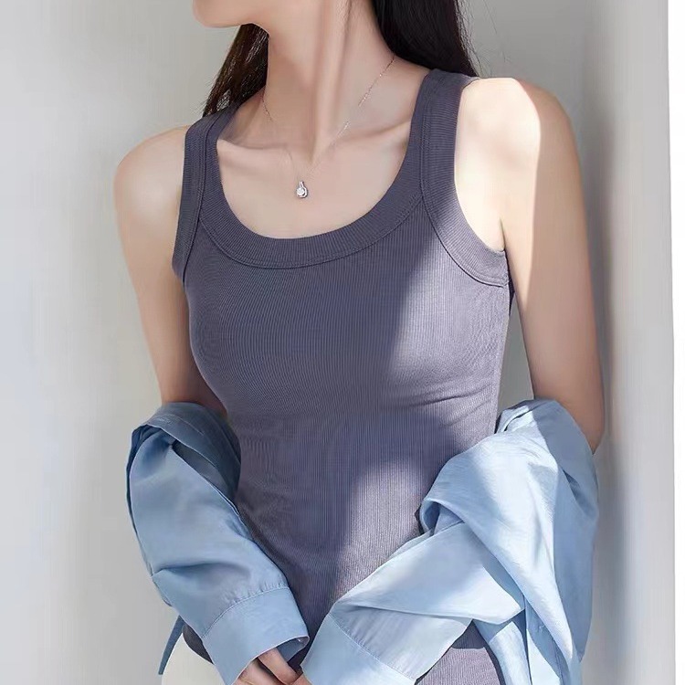 Anti-exposure breast-covering camisole women's spring, summer, autumn and winter inner wear yoga sports wide shoulder strap outer wear top