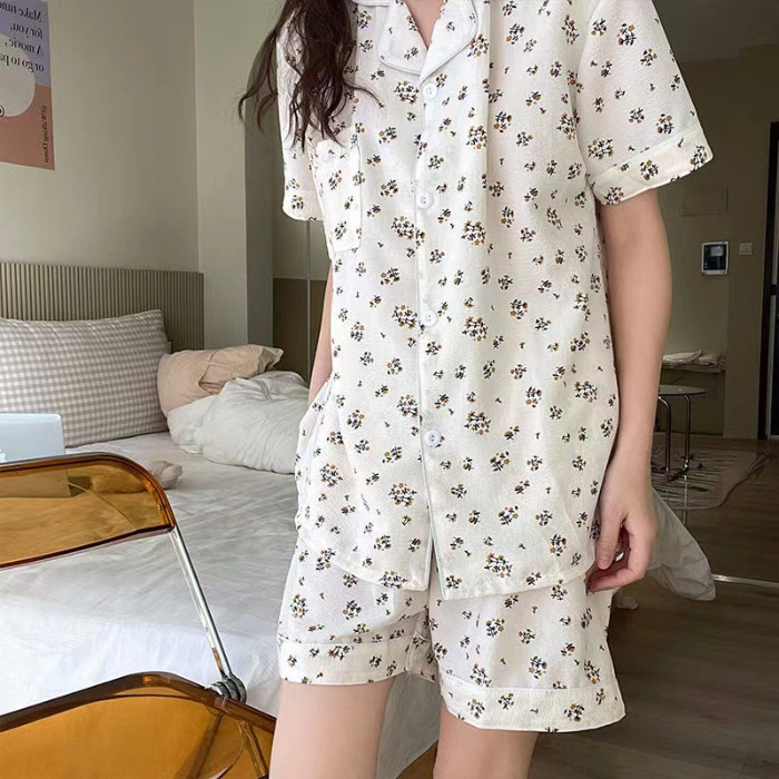 Burbujas arrugadas pantalones cortos de manga corta pijamas femeninos coreanos 2026 nuevo conjunto de dos piezas de dibujos animados adorables ropa doméstica de niña en vivo image 42