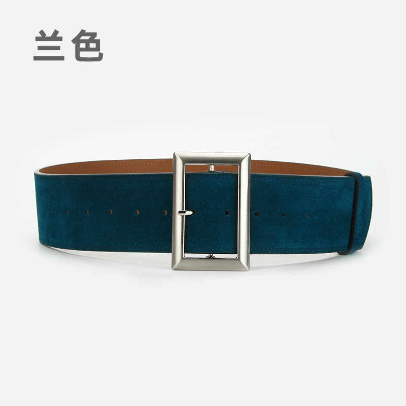 New Women's Fashion Alloy Wide Leather Belt, Genuine Leather Waist Cincher For Coats, Retro Decorative Versatile Simple Waistband - Thumbnail 7