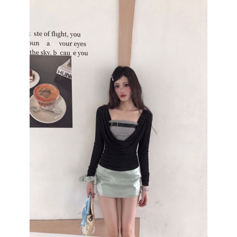 【Official Image: Customizable Modal 260g 1*1+ Full Stitching】Elegant and Unique Slim-Fit Top