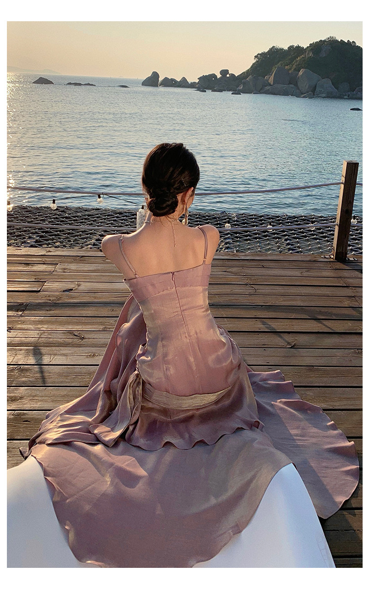 Sleeveless Sleeve Type Wholesale Women's Elegant Streetwear Solid Color Evening Party Cocktail Party Strapless Sleeveless Strap Dress Party Dress