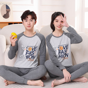 Autumn and Winter New Children's Underwear Set Pure Cotton Thin Middle and Large Children's Autumn Clothes and Pants Pure Cotton Boys and Girls Teenagers Pajamas