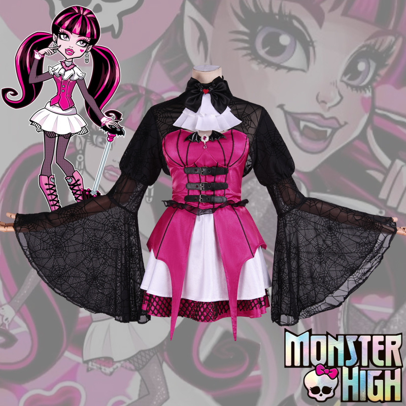 Elf High School Vampire Draculaura Cosplay Costume Sexy Waist-Cinching Lolita Short Skirt Women's Set Cosplay Elf High School Vampire Draculaura Cosplay Costume Sexy Waist-Cinching Lolita Short Skirt Women's Set Cosplay