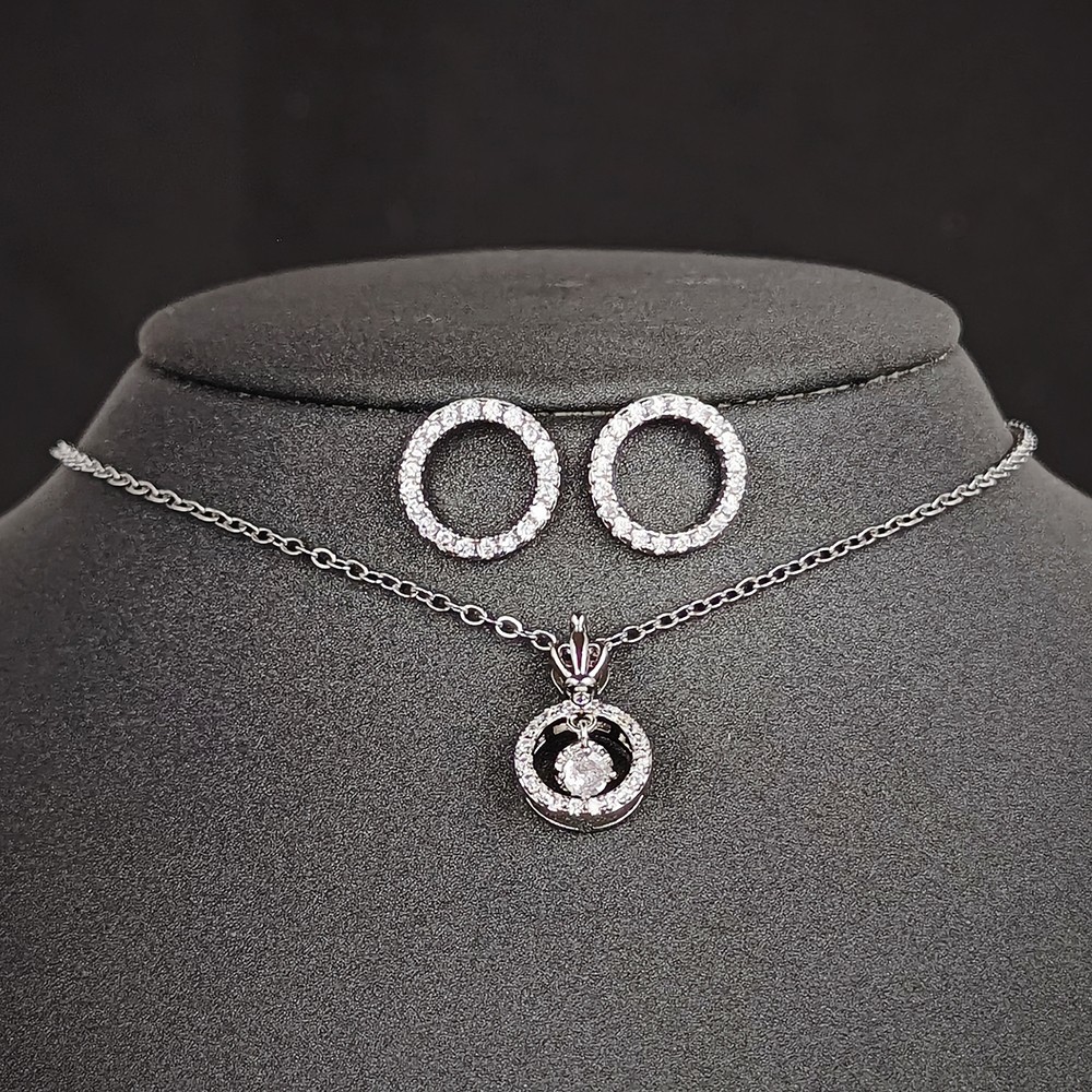 Conjunto de Joyería de Lujo Ligero, Geométrico, Redondo y Clásico para la Vuelta al Cole, Conjunto de Dos Piezas para Mujer, e6874-x7553