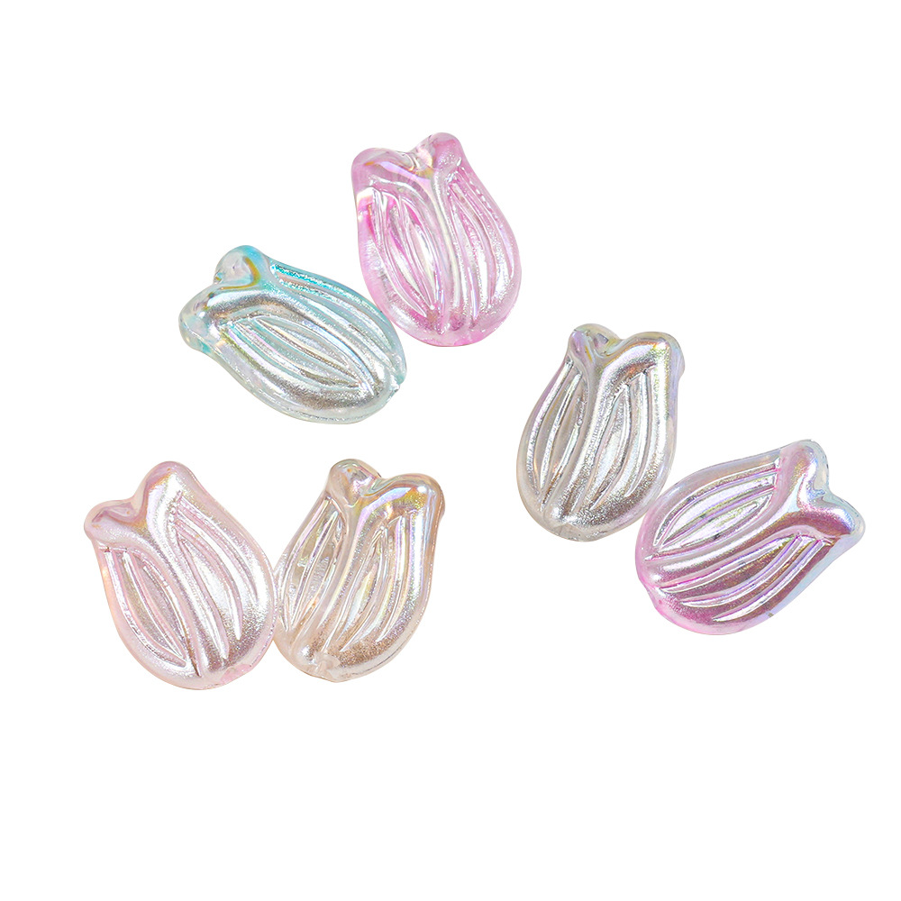 30 piezas de glaseado de azúcar, flores transparentes, tulipanes, cuentas, accesorios colgantes de cadena de teléfono móvil de bricolaje, cuentas de resina al por mayor