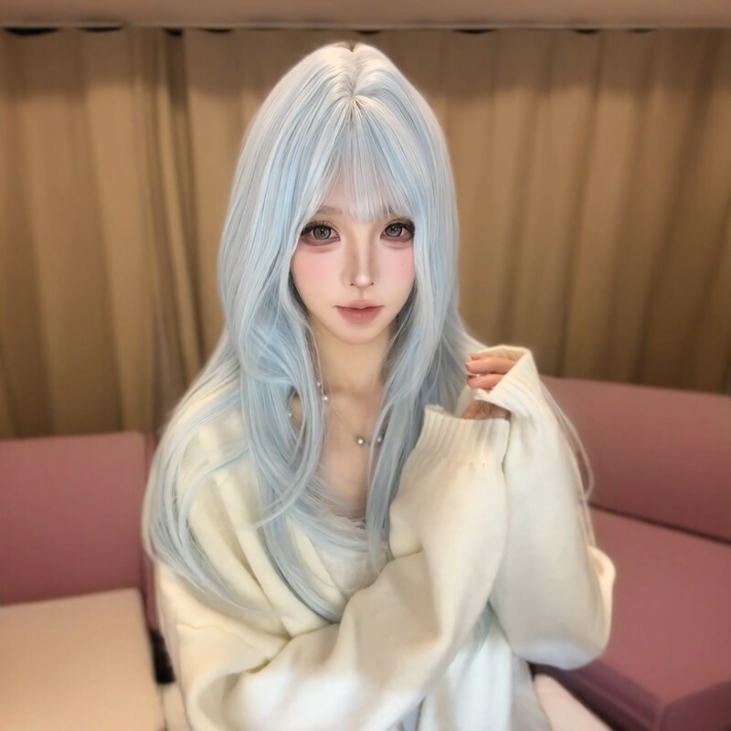【Moonlight Collection】Mint Sea High-Quality Blue Wig Full Head Wig Natural Whitening Effect Internet Celebrity Style 【Moonlight Collection】Mint Sea High-Quality Blue Wig Full Head Wig Natural Whitening Effect Internet Celebrity Style