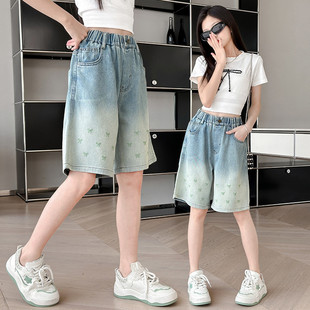 Girls' Denim Shorts Summer 2025 Loose New Children's Thin Mid-Length Pants for Older Kids Summer Pants