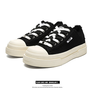 [Wang Yibo same style] crescent shoes classic canvas shoes retro thick-soled versatile black casual men's shoes women's shoes