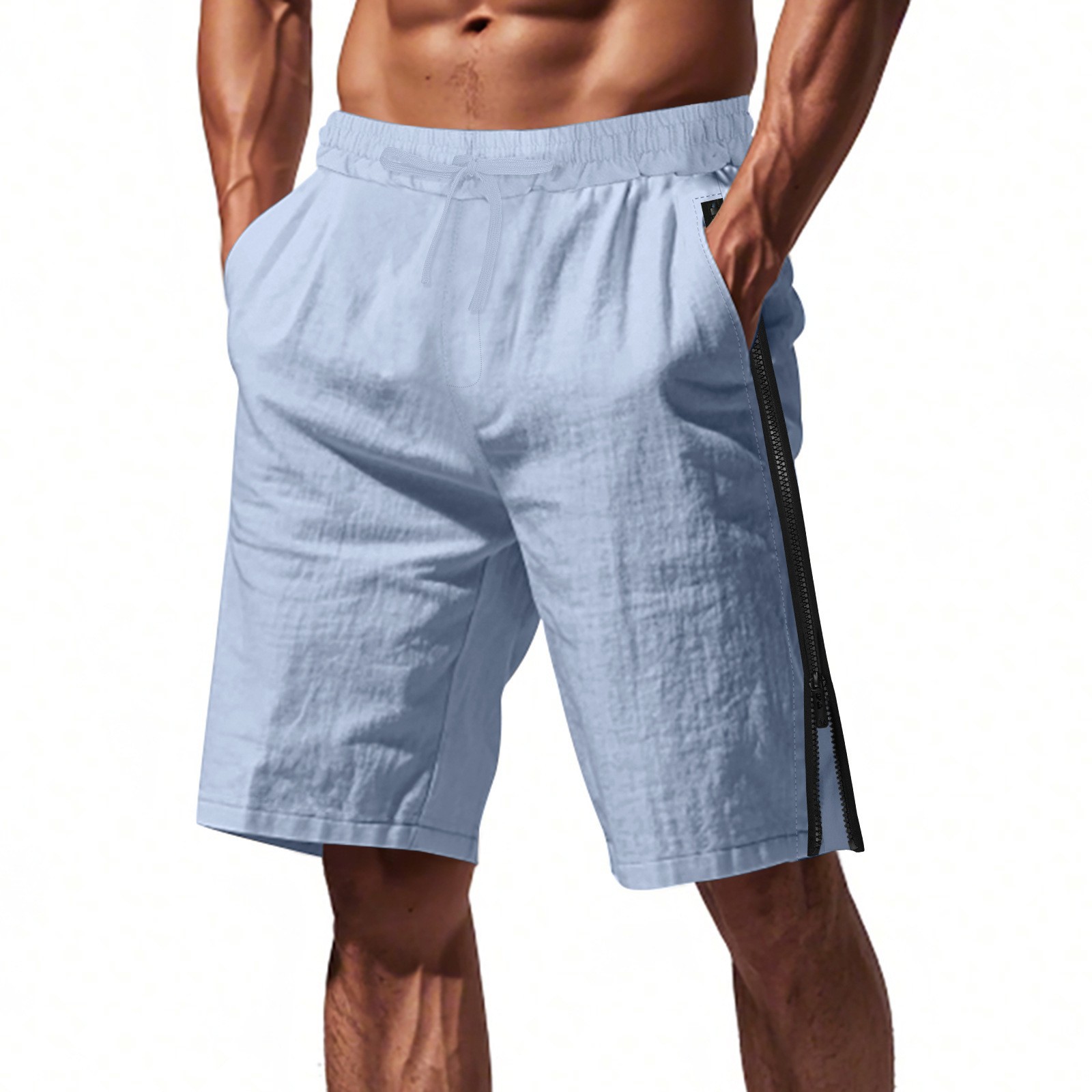 Estación independiente transfronteriza de hombres europeos y estadounidenses verano rápido secado transpirable laterales cremallera TK deportivo relajado pantalones cortos casuales de fitness