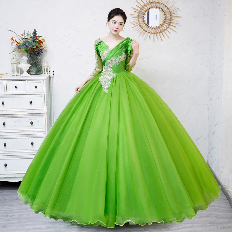 Student Art Exam Evening Dress 2026 New Model Green Puffy Skirt Solo Performance Host Costume Singing Dress Student Art Exam Evening Dress 2026 New Model Green Puffy Skirt Solo Performance Host Costume Singing Dress