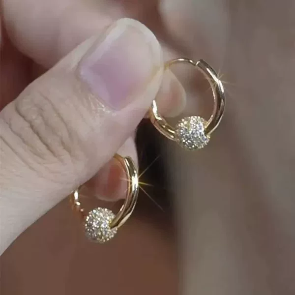 2025 New Exquisite Diamond Ball Earrings for Women, Light Luxury Niche Design Earrings, Feminine French Earrings, Versatile Earrings