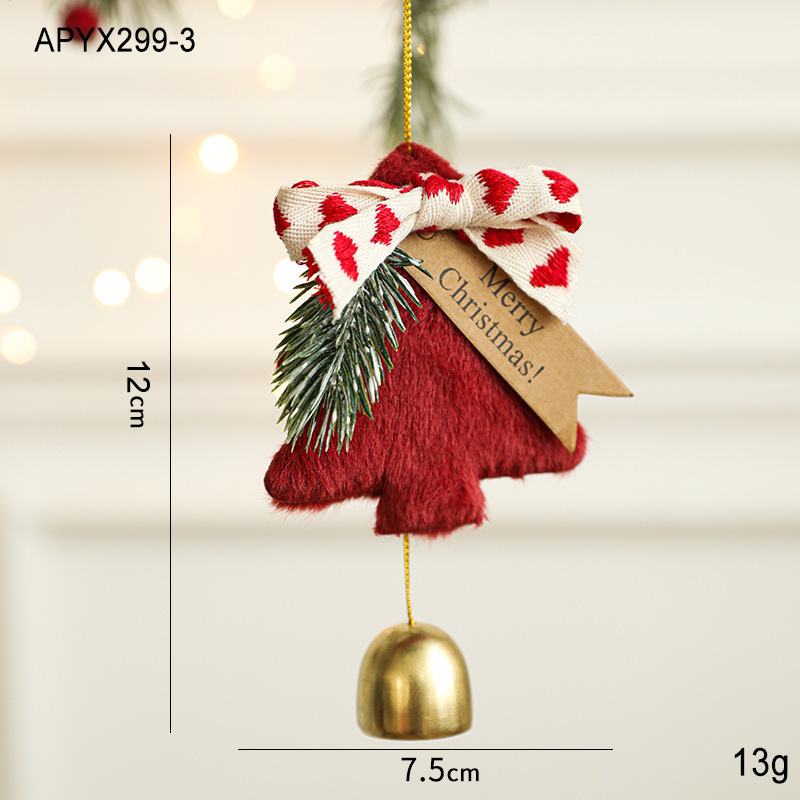 クロスボーダーファブリックぬいぐるみクリスマスメタルベルクリスマスツリーペンダントペンダント雰囲気アレンジメントドア吊り壁掛け装飾|undefined